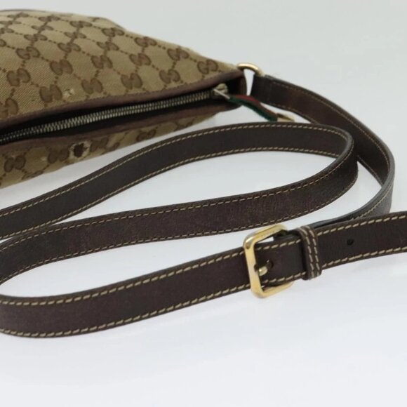 GUCCI GG Canvas Web Sherry Line Shoulder Bag Beige Red Green Auth 138289 - Picture 8 of 16